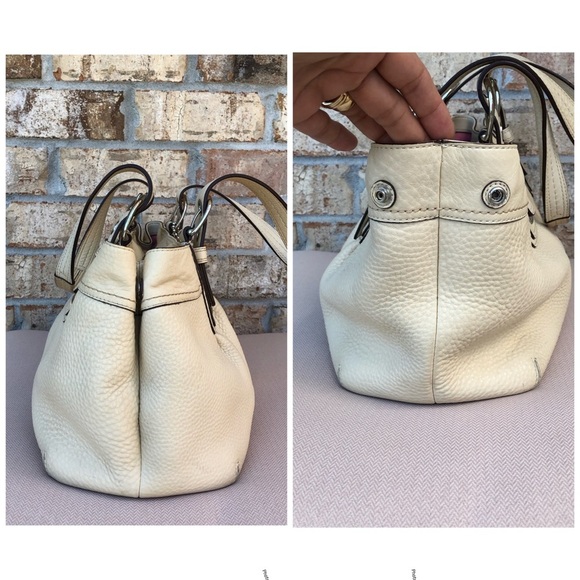 Coach F13732 SoHo Pleated Pebble Cream Leather Shoulder Zipper Bag - Picture 3 of 16